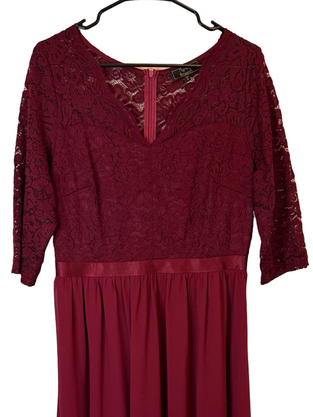 Miss May Retro Gorgeous City Burgundy Lace Chiffon Midi Cocktail Dress Size XL - Picture 3 of 7
